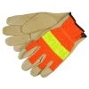 No Brand Pigskin Hi-Vis Mesh Back Work Gloves Height Safety